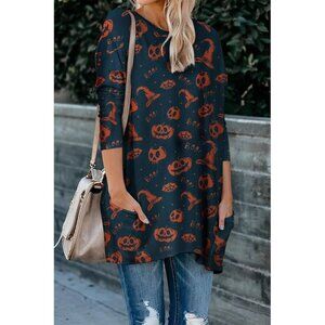 Women's Halloween Pumpkin Sweatshirt Cat Long Sleeve Crewneck Pullover Shirts